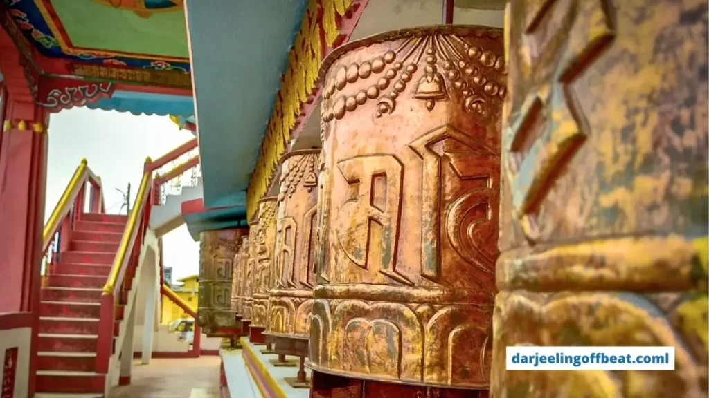 Durpin Monastery in Kalimpong with prayer wheels
