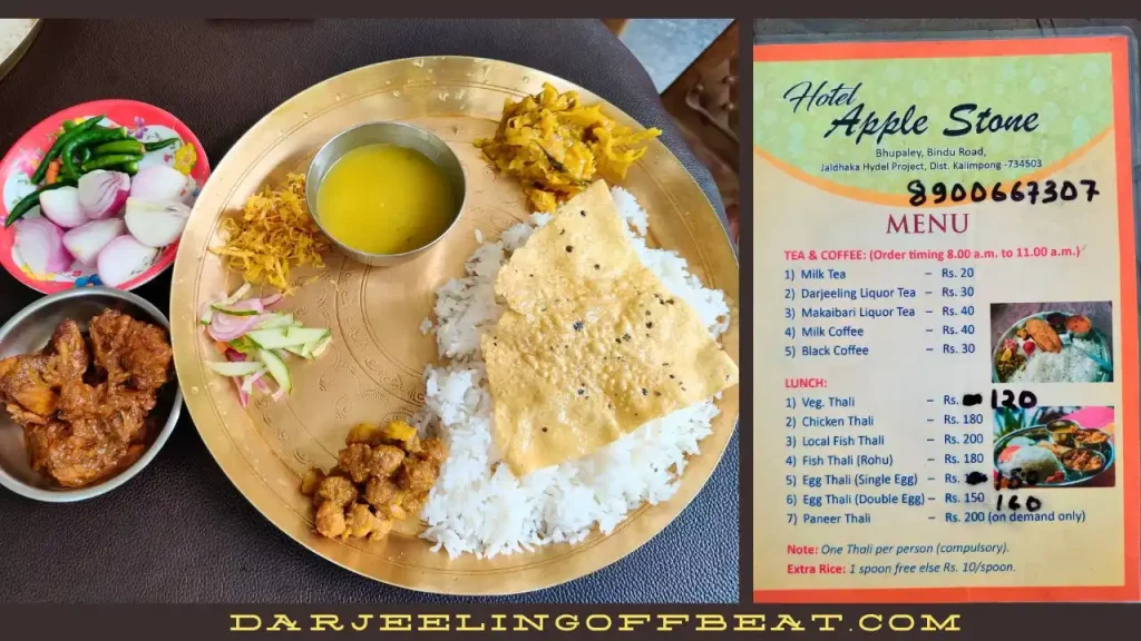 Hotel Apple Stone Menu and Rate Chart